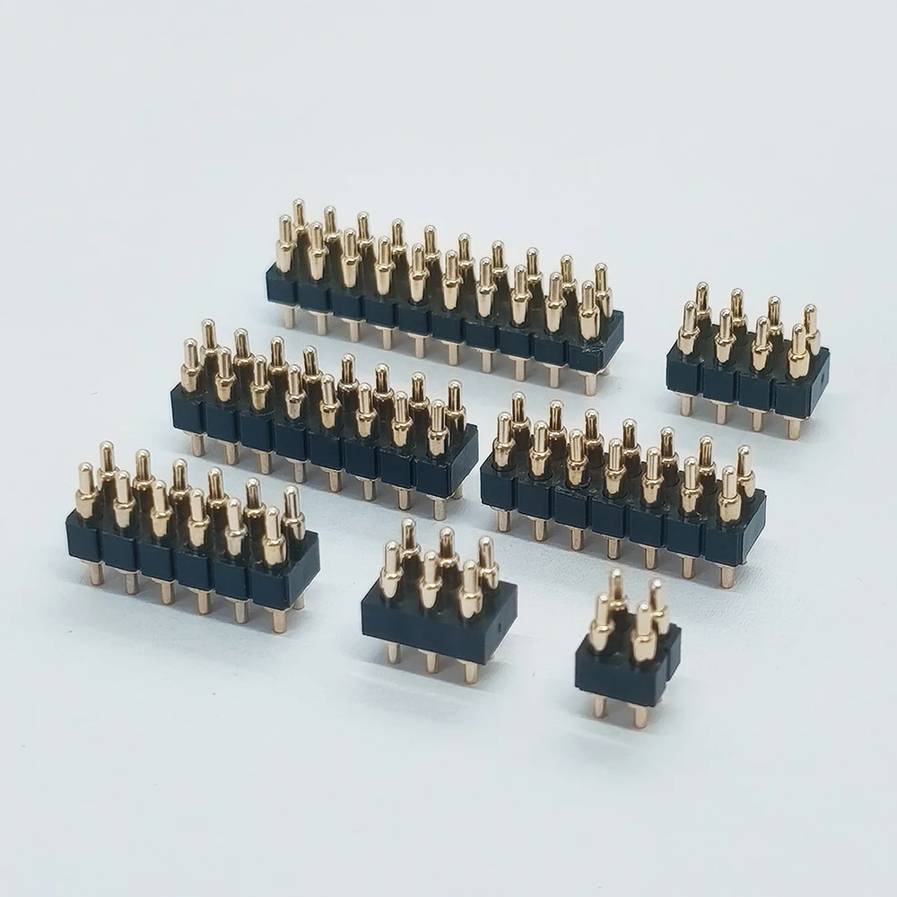 5 Stück federbelasteter Pogo-Pin-Stecker 4 6 8 10 12 14 16 20 Pin zweireihig Oberflächenmontage SMT DIP Höhe 7,0 mm Rastermaß 2,54 mm – Detail 3