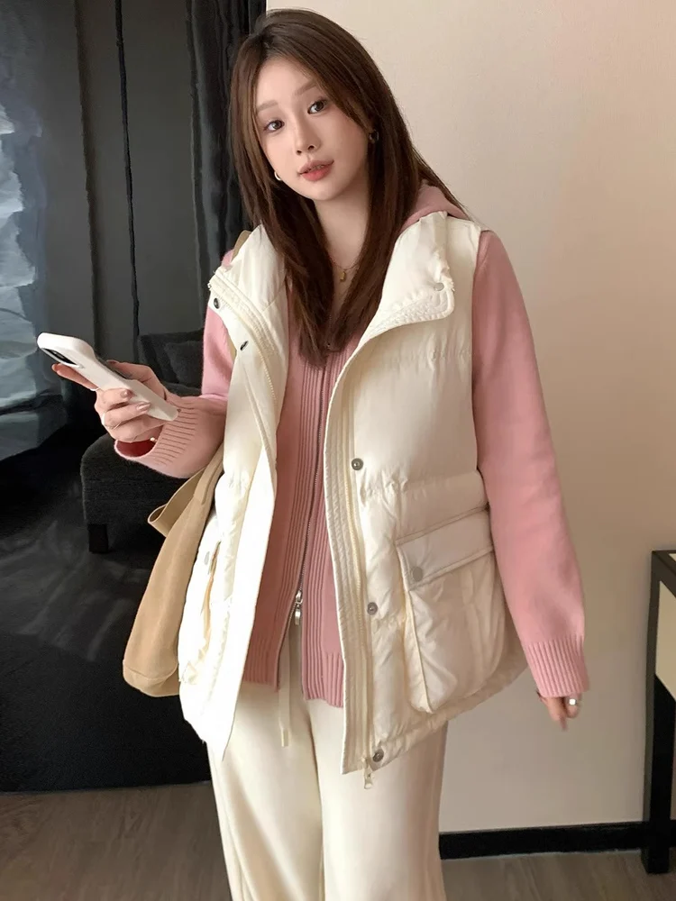 

Моющийся свободный женский пуховый жилет 2022, осень-зима, новый корейский Sle, верхняя одежда небольшого размера, слипоны с подплечниками