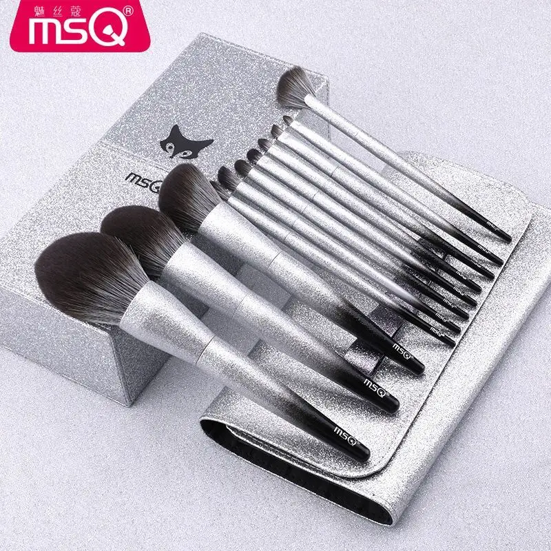 MSQ 11-Piece Makeup Brush Set Complete Kit for Blush Loose Powder Eyeshadow Beauty Tools