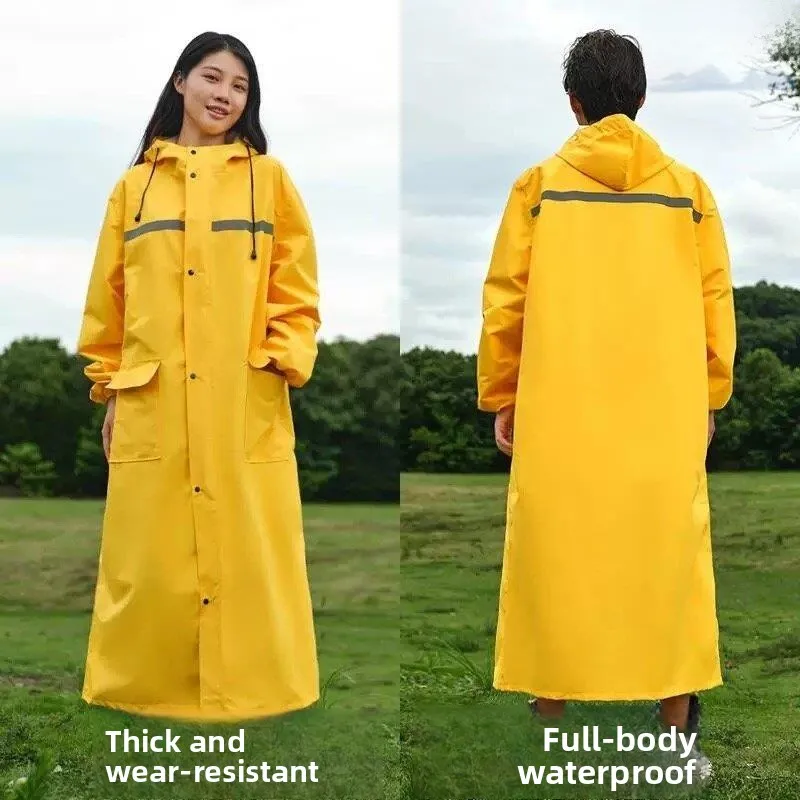 

Full-Length One-Piece Vehicle Raincoat Adult Outerwear Delivery Rider Yellow Rain Poncho Long Windbreaker Raincoat