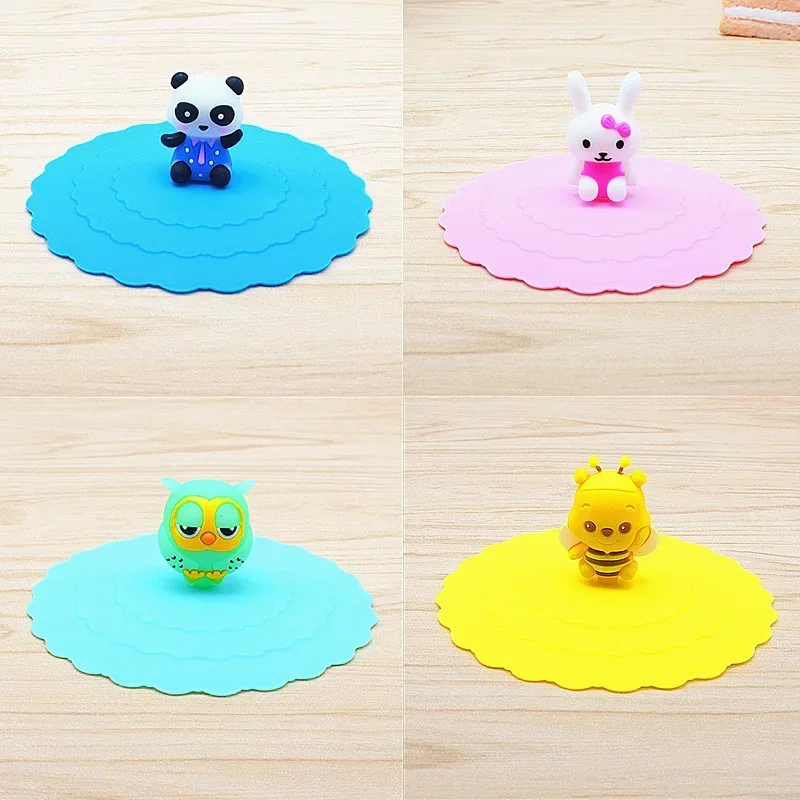 Cute Animal Water Drinking Cup Lid Silicone Anti-dust Heat Resistant Bowl Cover Cups Seals Glass Mugs Cap Tea Lids Supplies