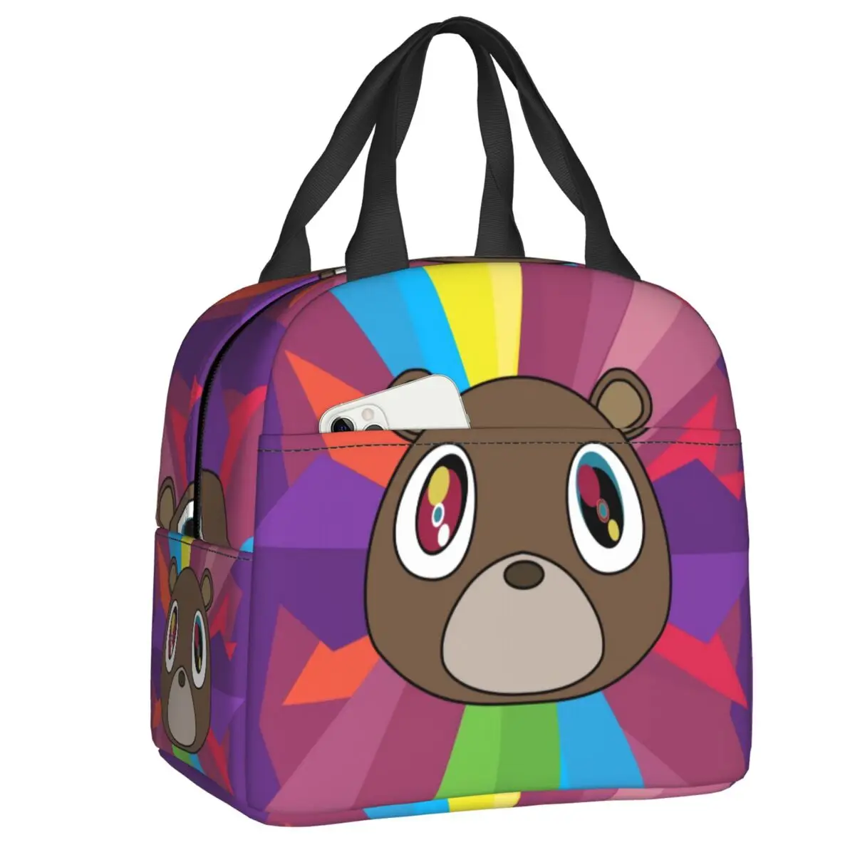 

Custom Kanye West Bear Lunch Box Women Waterproof Thermal Cooler Food Insulated Lunch Bag Kids School Resuable Picnic Tote Bags
