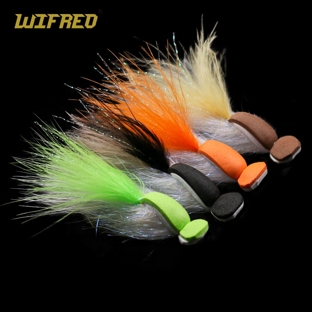 Wifreo 4pcs Gurgler Fly Foam Pattern Floating Topwater Fishing Fly for Striper Bluefish Saltwater Freshwater Fishing Lure Baits