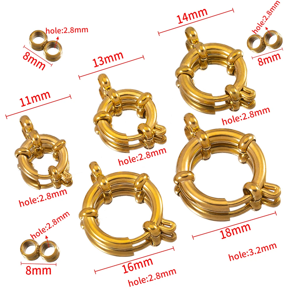 4 قطعة الفولاذ المقاوم للصدأ الربيع المشابك جولة سوار بقفل موصلات ل عقد دي اي واي صنع المجوهرات اكسسوارات 10 12 14 16 18 مللي متر