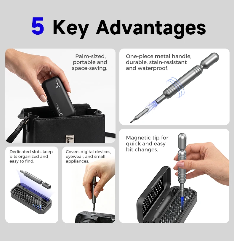 55-teiliges Mini-Präzisions-Schraubendreher-Set Magnetisches Reparatur-Werkzeugset Torx Hex Phillips Bits für Handy Uhr Laptop Elektronik DIY Geschenk – Detail 2