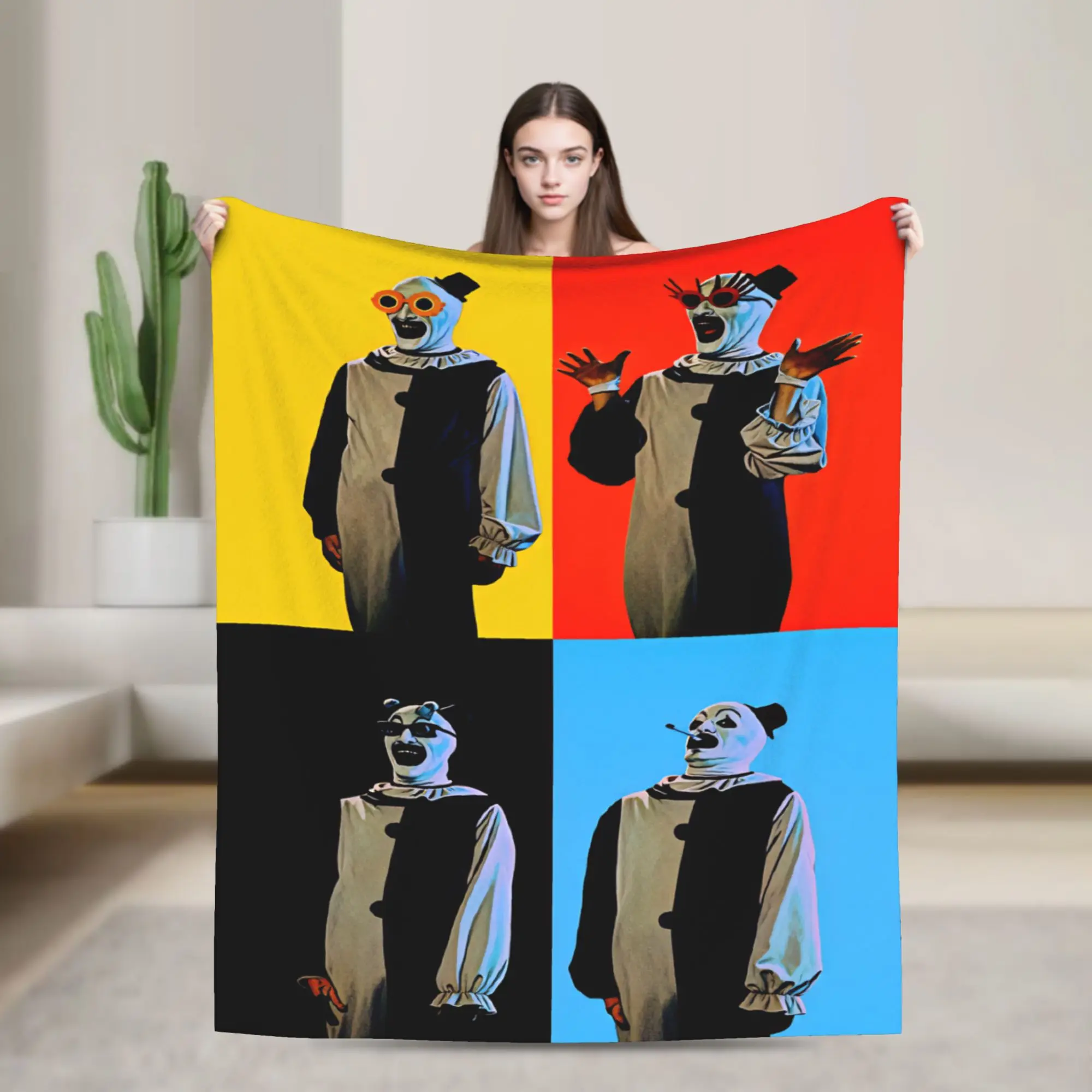 Terrifier 4 Halloween Blanket Quality Super Warm Horron Throw Blanket Autumn Boy Girl Couch Chair Sofa Bed Novelty Bedspread