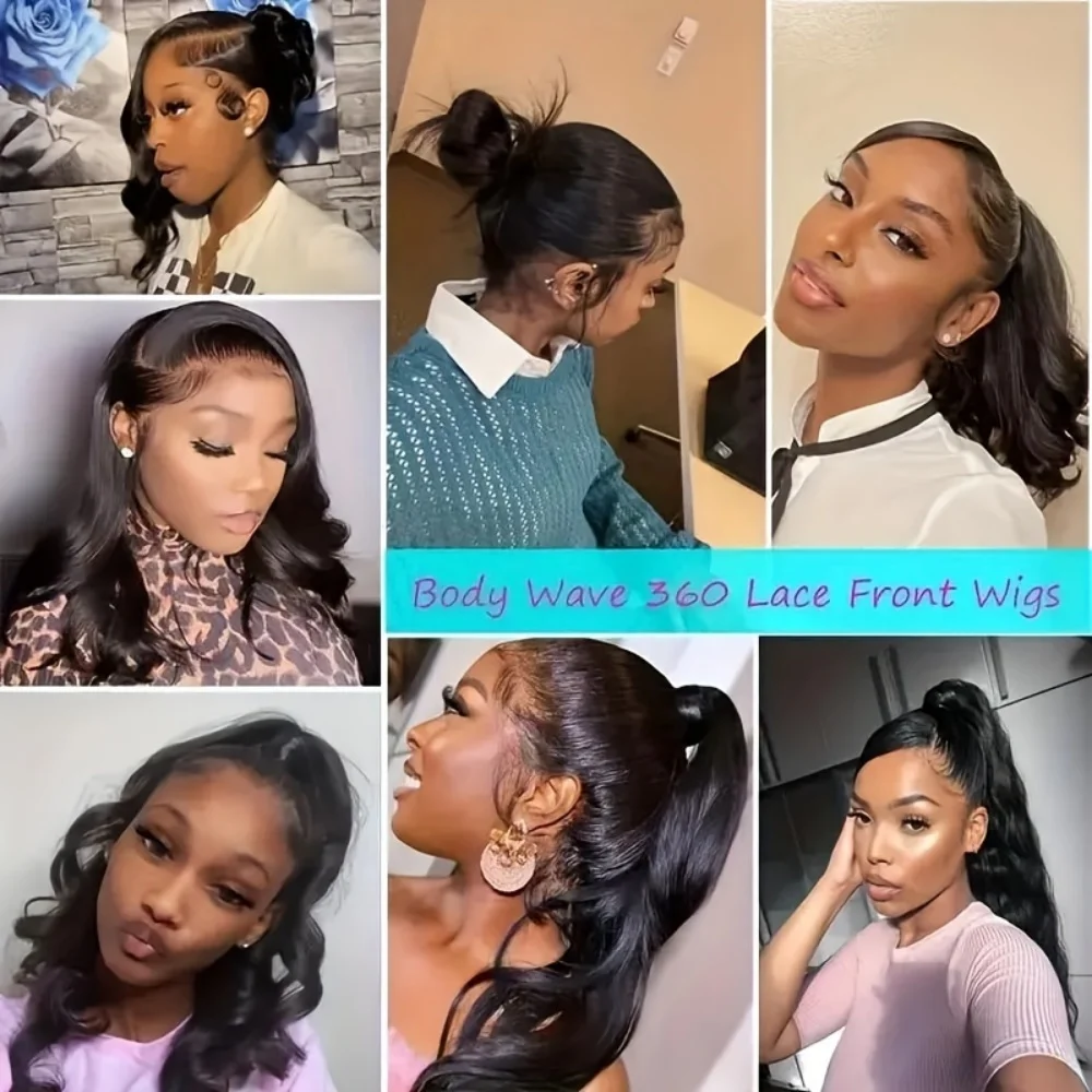360 HD Lace Front Wig Human Hair 250% Density Body Wave Transparent Lace Frontal Wig Pre-Plucked Hair Full Hairline Natural Wigs image 6
