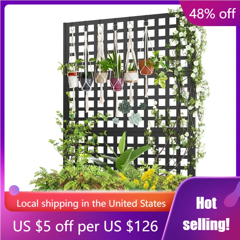 

Metal Raised Garden Bed with Trellis,Garden Box for Climbing Plants Vegetable,47''Lx16''Wx71''H Garden Bed with Drainage Holes