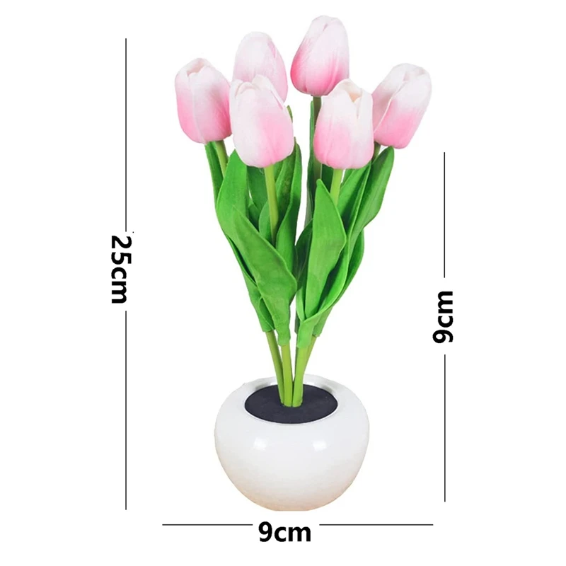 ABRW-Lampada tulipano, nuova lampada da tavolo LED simulazione tulipano luce notturna con vaso, lampada da tavolo decorazione casa soggiorno