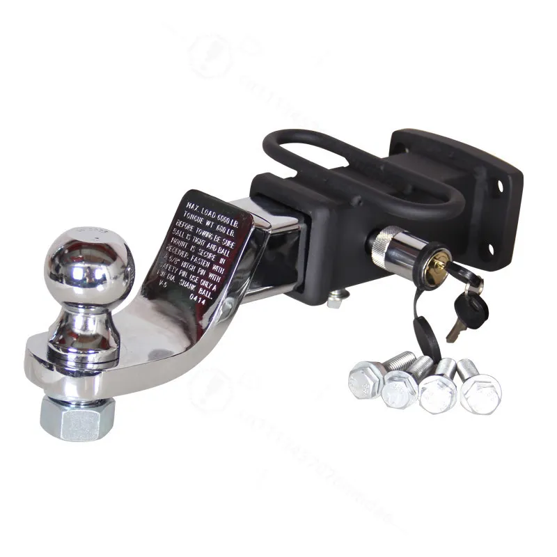 Silver Electroplated Tow Arm with Ball & Lock, Heavy Duty Trailer Hitch Tow Hook for Off‑road Vehicle Modification Accessories