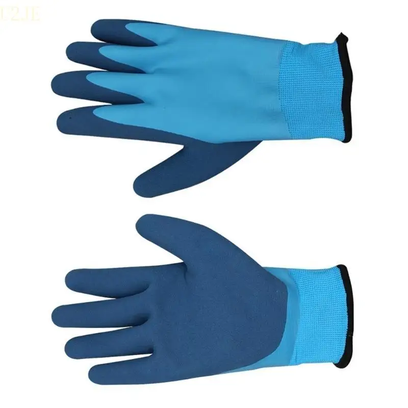 U2JE 1 Pair/2 Pair Double Latex Coated Anti Slip Grip Freezer Gloves for Men Women Waterproof Thermal Work Gloves for Winter
