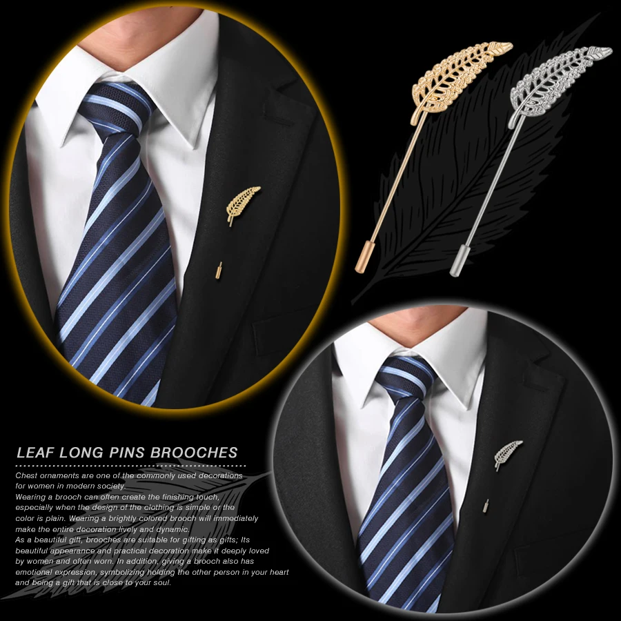 Hollow Leaf Brooch Pins Breastpin Ornament Fashion Shawl Puncture Clip Long Brooches Women Men Suit Decorative Badge Accessories