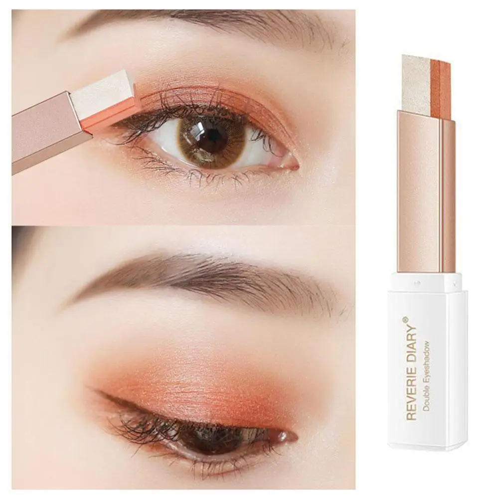 Barra de sombra de ojos con brillo de doble Color, lápiz de sombra de ojos, maquillaje impermeable, Bicolor, brillo, cosméticos, herramienta de maquillaje de belleza, regalos, nuevo