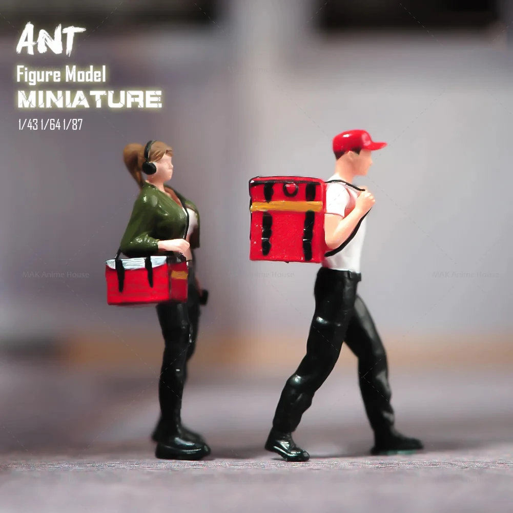 Figurine de pilotes de livraison de nourriture, modèle de beurre, décoration de scène, jouets de voiture, mâle et femelle, MiniIndic 1/87, 1/64, 1/43, 1/24