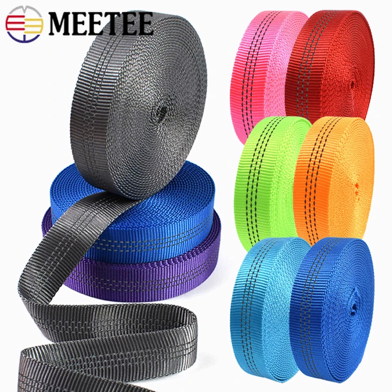Cinta tubular reflectante de nailon de 25 mm, 2/5/10 m, para correas de mascotas, collares de perro, arneses, accesorios de costura DIY