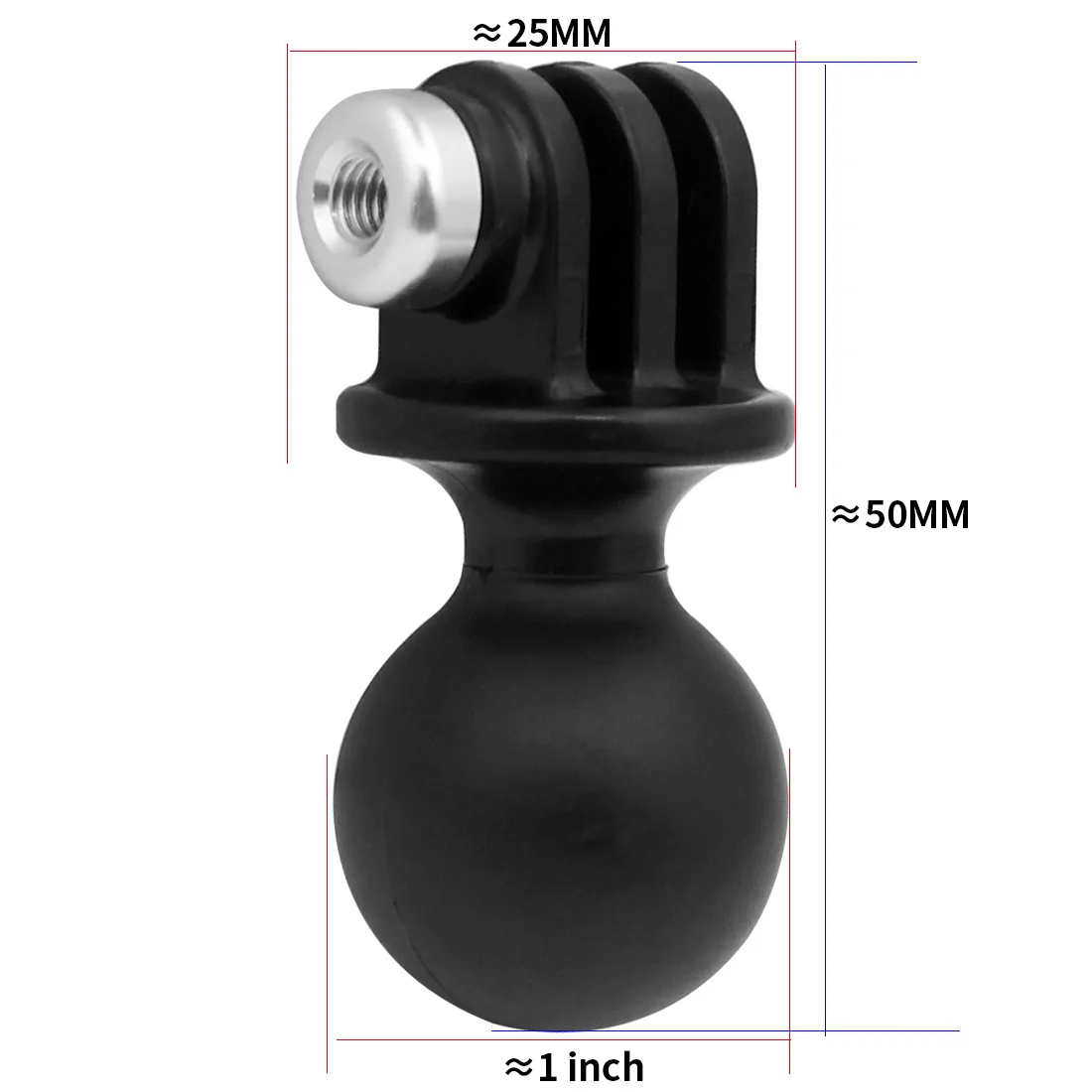 1-inch Mini Ball Head Base Adapter Plastic 25mm for GoPro Hero 13 12 11 10 DJI Action Sjcam Yi 4K DSLR Camera RAM Tripod Mount