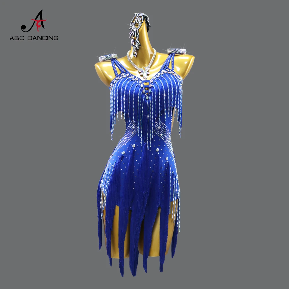 Image of Abendkleid Lateinamerikanisches Tanzkostüm Damen 2026 Tanzbekleidung Mädchen Erwachsene Kurze Fransenkleidung Amerikanischer Wettbewerbs-Bühnensportanzug