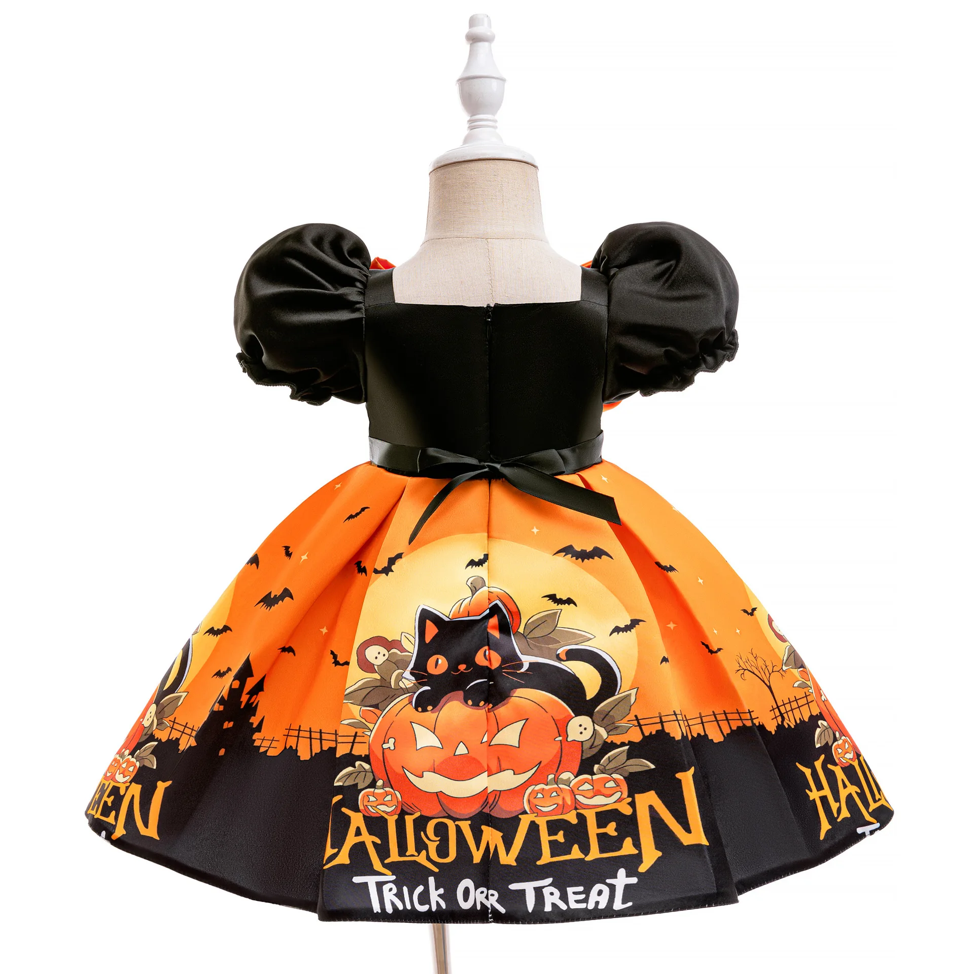 Halloween Costume Dress For Newborn Baby Girl Princess Dress Big Bow Pumpkin Lamp Infants Kids Holiday Performance Dresses 0-3Y