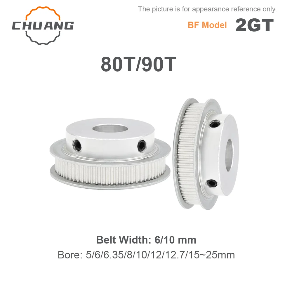 

2GT BF Type Timing Belt 3D Printing GT2/2GT 80T/90T Timing Belt Pulley Aperture 5/6/6.35/8/10/12/12.7~15mm Belt Width 6mm/10mm