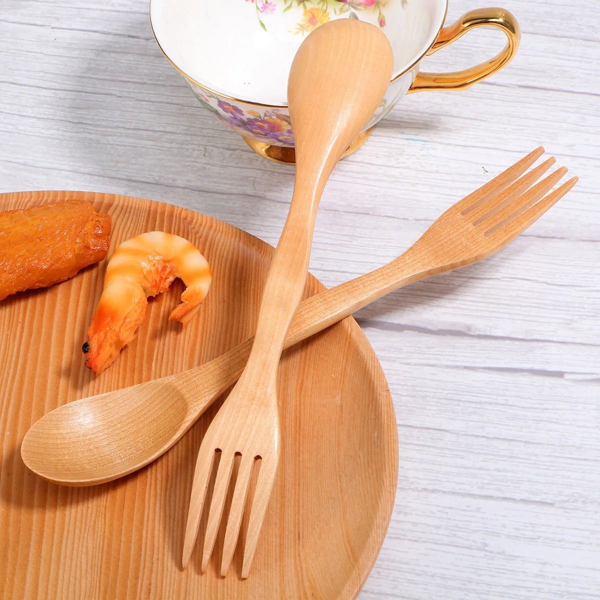 

2 Pcs Eco friendly Spork for Kids Japanese Style Bamboo Cutlery Mini Feeding Tableware Lightweight Safe Non