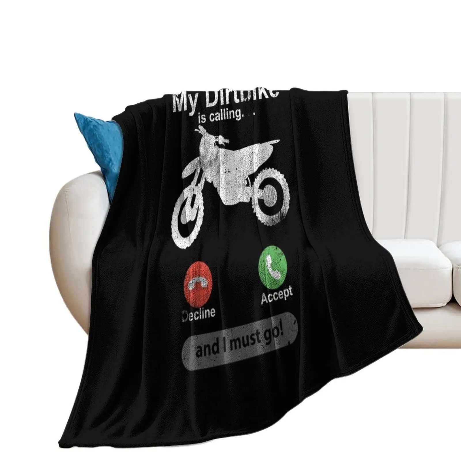 My Dirtbike Is Calling Motocross Bike Sport Race Throw Blanket Luxury Luxury Designer Blankets