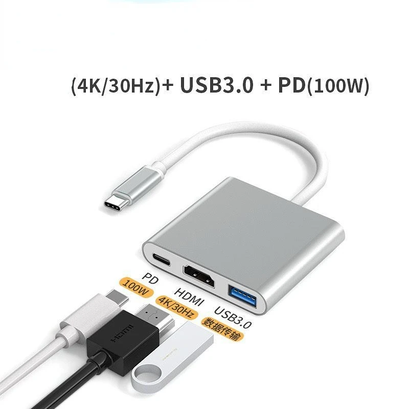 

3 In 1 USB Type C Hub To HDMI-compatible 4K Support Samsung Dex Mode USB-C Dock with PD for MacBook Pro/Air 2020