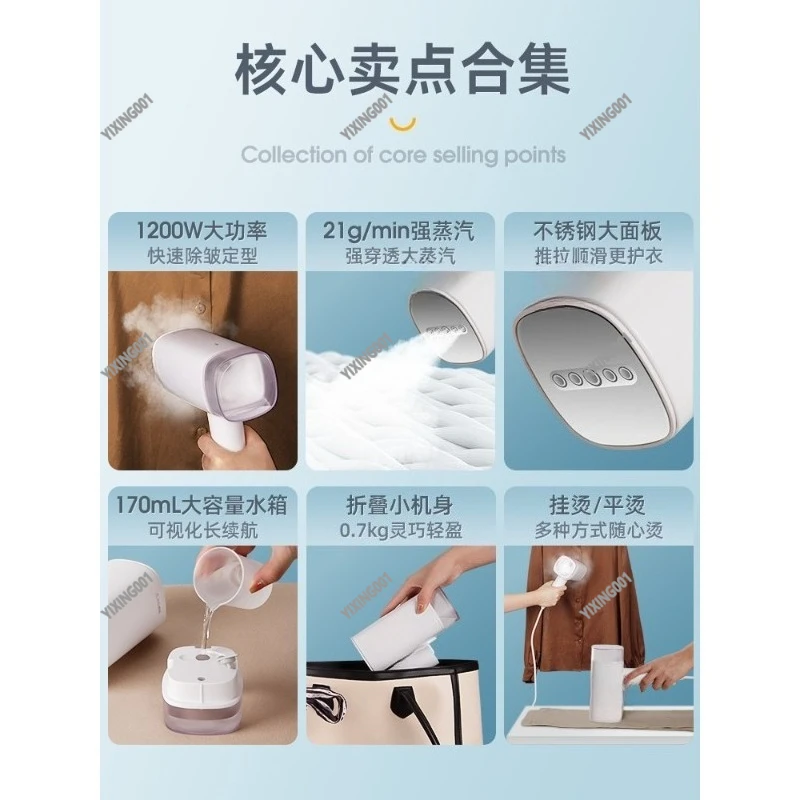 Mini Handheld Steam Iron - Foldable Portable for Dorm/Home, Anti-Dry & Overheat Protection