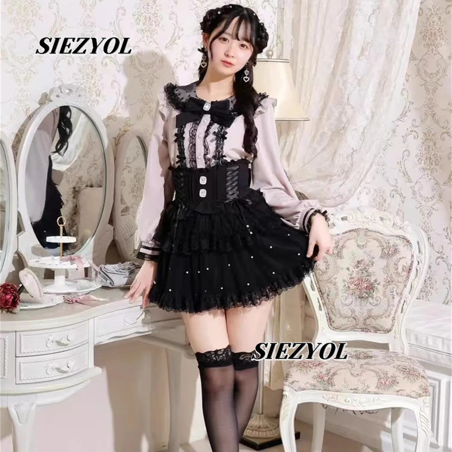 Camisas Shirt for Women Japanese Style New Product Lace Sweet Cute Lace Bows Mass Production Lolita Long Sleeves Blouse