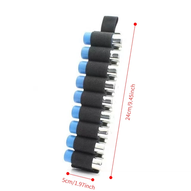9 Round Ammo Holder Strip Elastic Shell Patch 24cm Hook Loop Carrier for Shotgun Stock Vest Belt Hunting Shooting Airsoft Gear