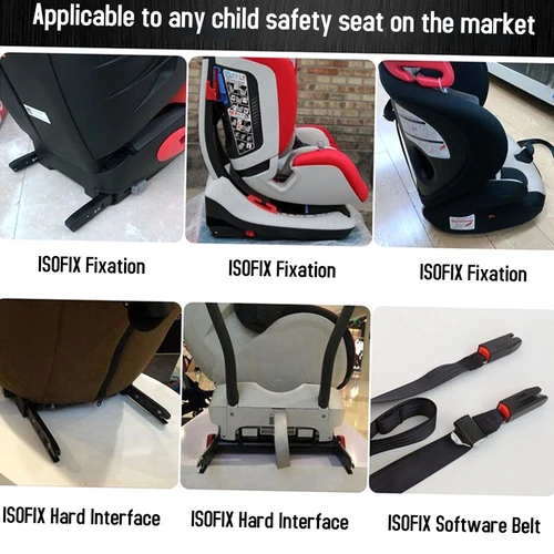 Imagen 2 del producto Kit de montaje de anclaje de sujeción de asiento de seguridad para niños de coche de acero Universal para conector de cinturón ISOFIX pestillo de soporte de cinturón de seguridad