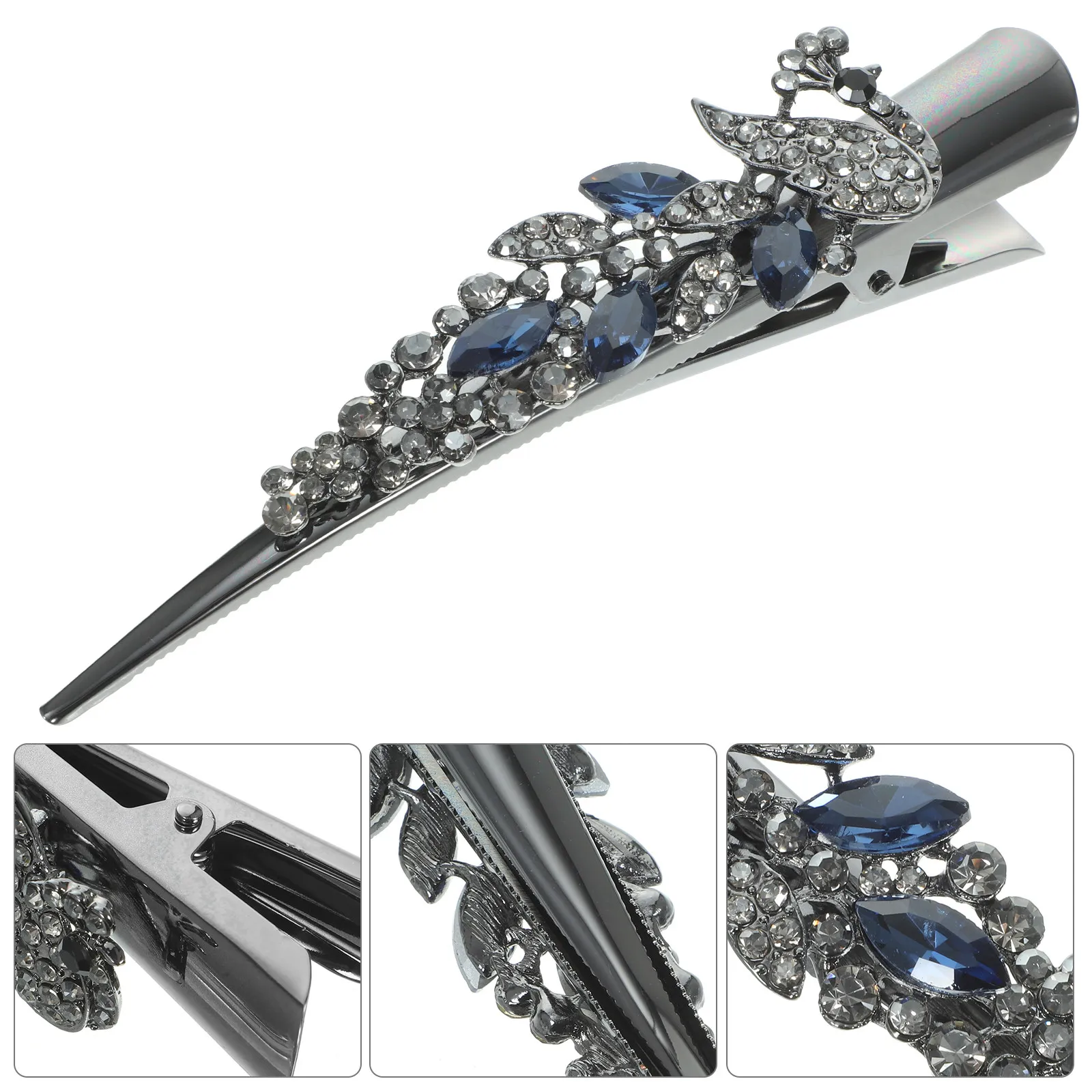 

Модная заколка для волос с кристаллами и стразами в виде аллигатора, большая, для женщин, блестящая, декоративная, в форме утиного клюва, для укладки