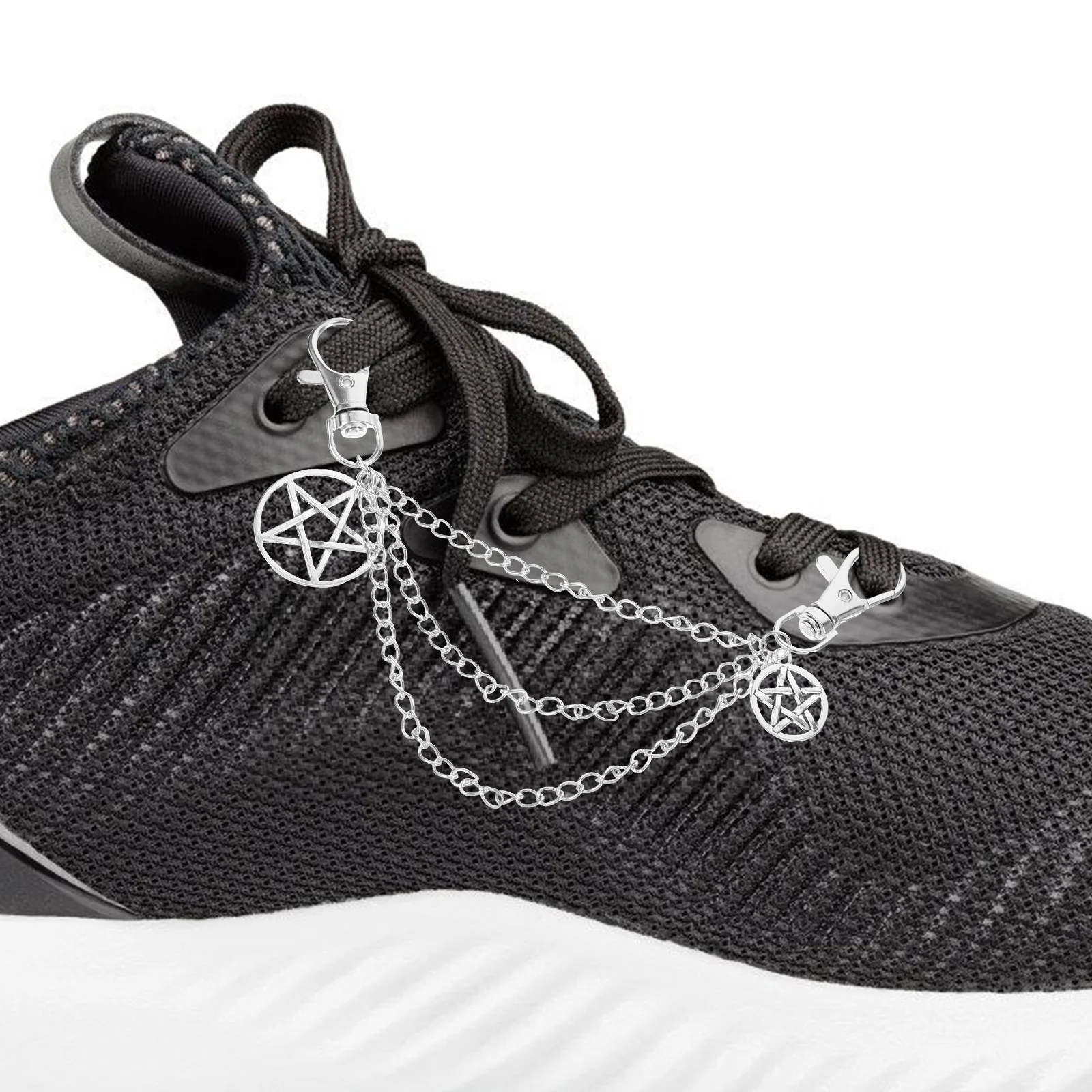 

Metal Shoe Chain Charms Five-pointed Star Design Sneakers Decoration Accessories White K Rust-resistant Installation Sports