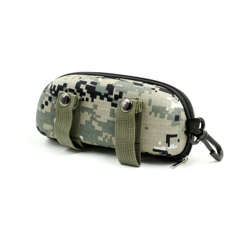 Camouflage Sunglasses Case Outdoor Portable Zipper Glasses Case Belt Sunglasses Organizer Storage Box for Outdoor Camping Hiking