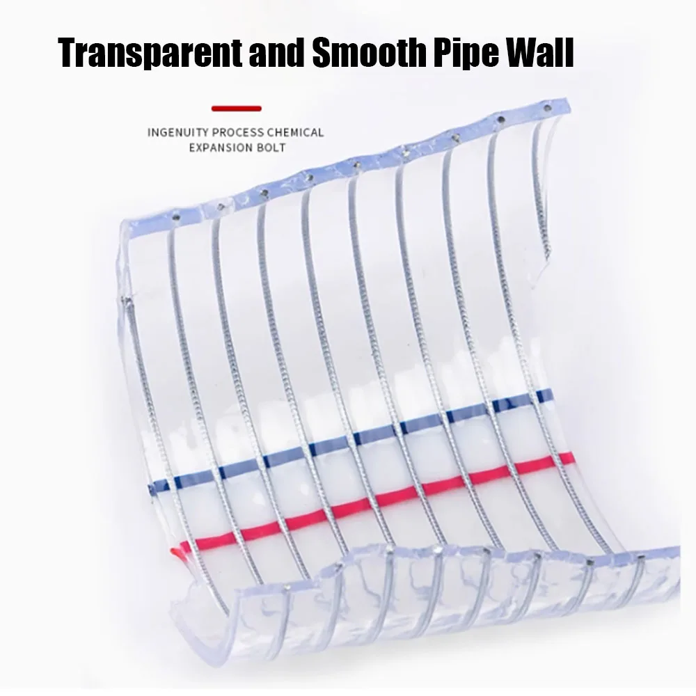 Mangueira de fio de aço transparente de 10mm ~ 40mm, mangueira de aquecimento de água em pvc com fio de aço, mangueira de bomba de água de alta qualidade, tubo de óleo de 1-5m