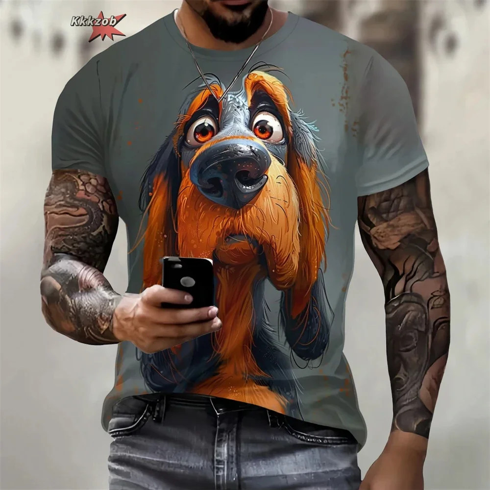

Summer Funny Dog Pattern 3D Print Men's T Shirt Casual O-Neck Loose Short Sleeve Fashion Trend Men Clothing Oversized T-Shirt