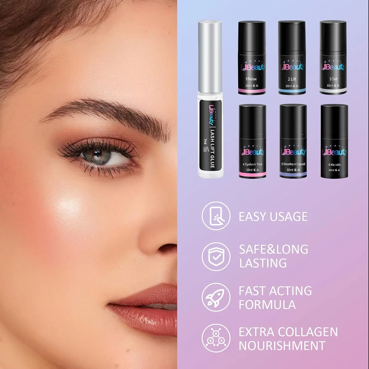 Libeauty lash lift e matiz kit perm kit preto lash cor kit lash curling onda conjunto sobrancelha kit de laminação para casa diy