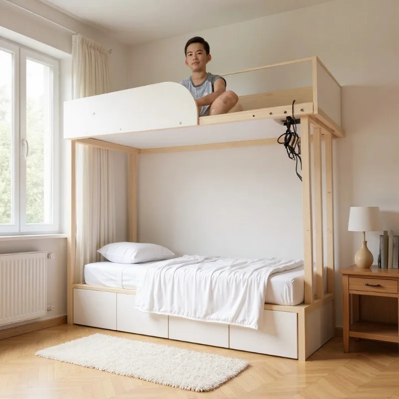 Electric Lifting Bed Small Apartment Upper and Lower Intelligent Lifting Source Factory Study Four-poster