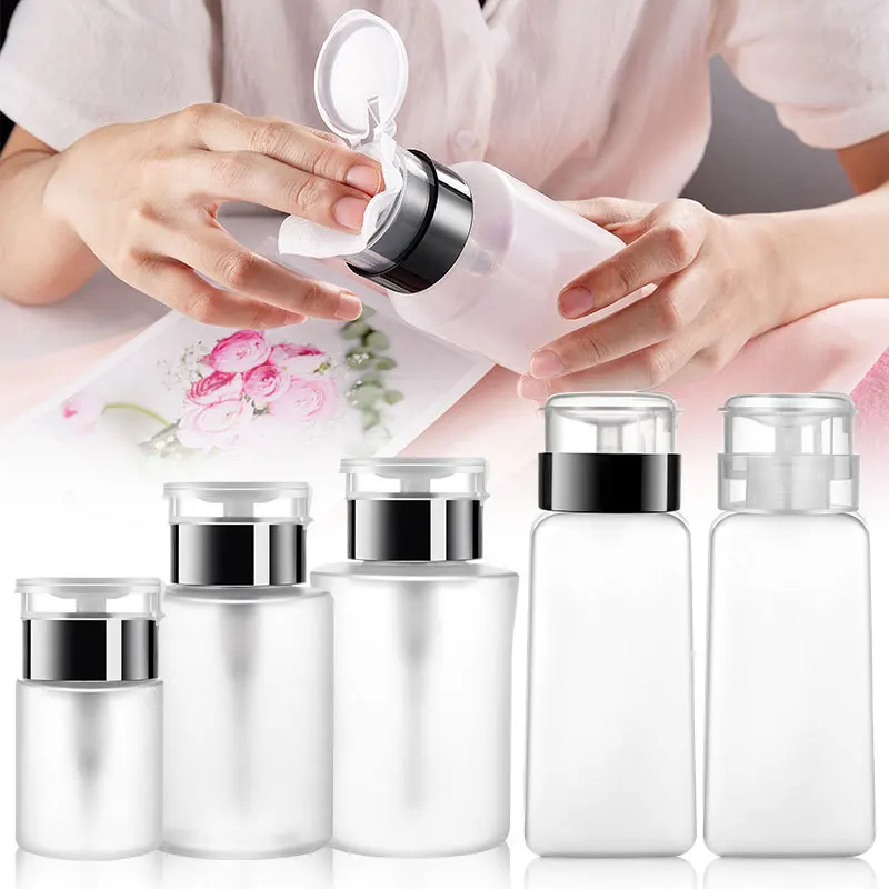 50/250ml vuoto pressa bottiglia per unghie pompa Dispenser smalto di plastica portatile liquido struccante detergente strumento per Manicure con serratura