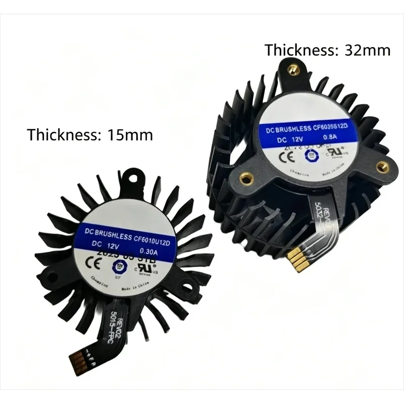 N+ New for JuYu Fan Compatible with CF6010U12D, 44mm Diameter, 31mm Mounting Hole Spacing, Turbo Graphics Card Fan CF6025S12D