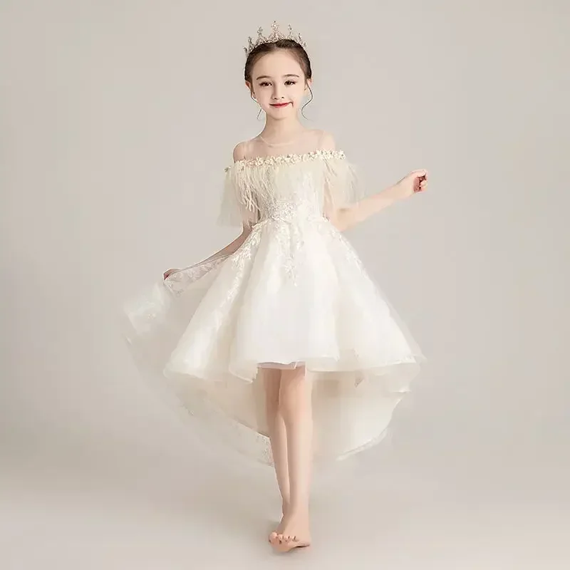 Flower Girl Princess Dress Fluffy Gauze Children's Host Walk Show Evening Dress Little Girl Wedding Dress Flower Girl Performanc