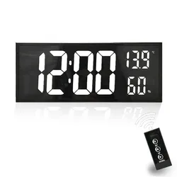 16Inch Digital Wall Clock with Remote Control Temperature Humidity Night Mode Table Clock 12/24H Electronic Wall-mount LED Clock