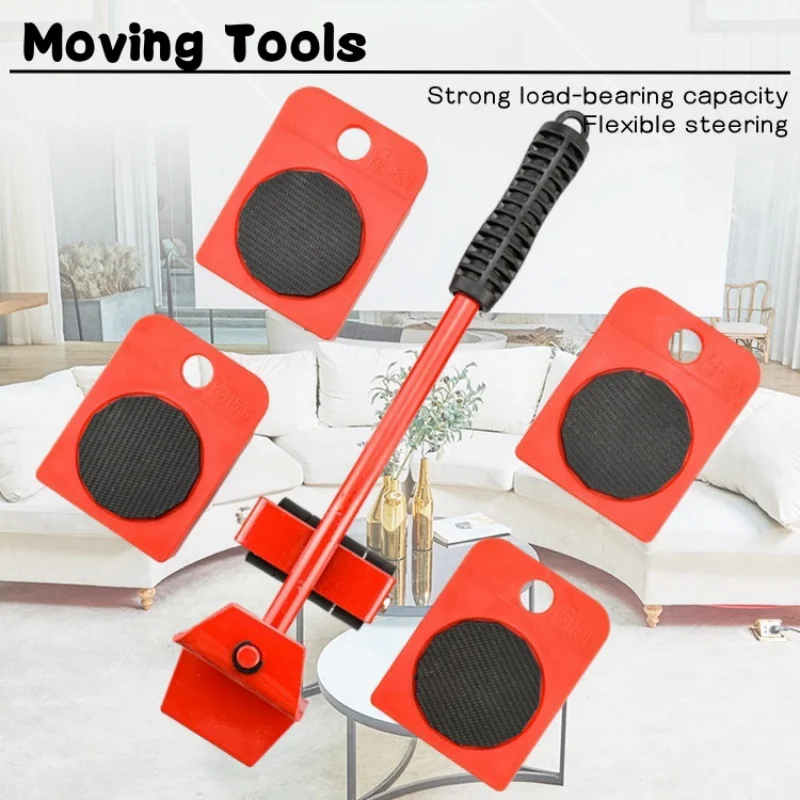 Furniture Moving Transport Roller Removal Lifting Moving Set Wheel Bar Mover Moving Heavy Stuffs Device Hand Labor-saving Tools