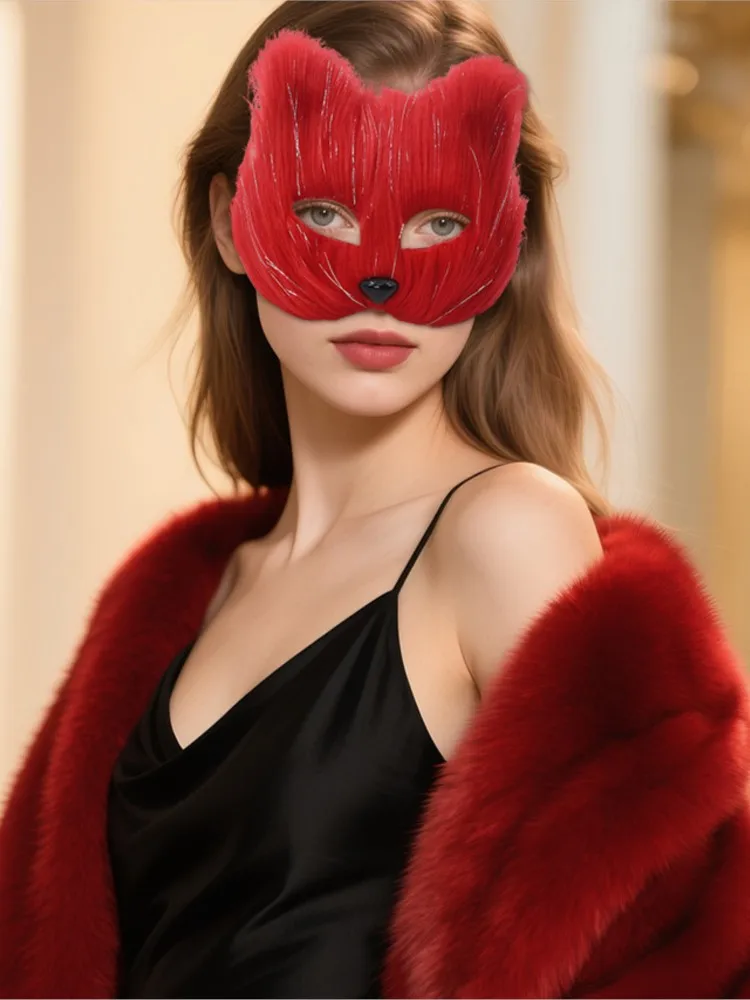 Máscara sexy feminina gato cosplay suprimentos dança festa desempenho masquerade máscara de raposa casal animal rosto decoração olhos acessórios