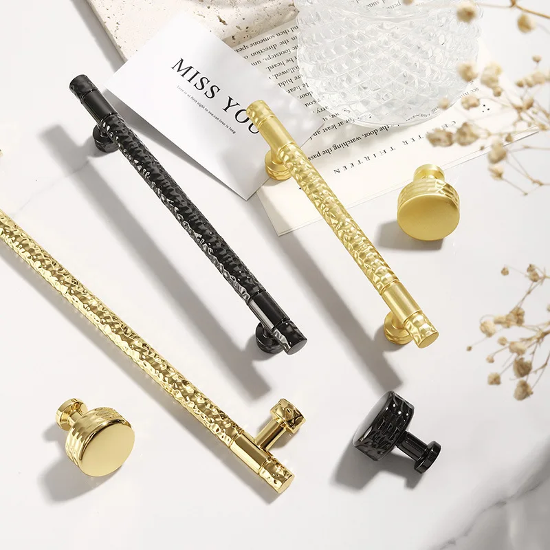 

Luxury Gold Black Cabinet Handles Brushed Copper Drawer Pulls for Wardrobe Dresser