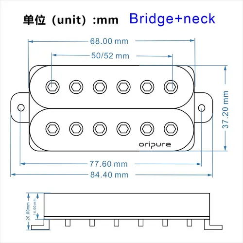 Imagen 2 del producto OriPure PH5 negro Alnico 5 pastilla de guitarra Humbucker de doble bobina para piezas de guitarra eléctrica