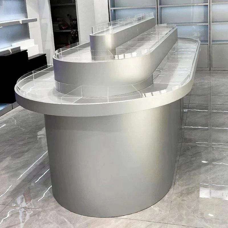 custom.Modern Eco-Friendly Recyclable LED Lighted Tiered Shelf Beauty Supply & Cosmetic Folder Shopping Mall Use