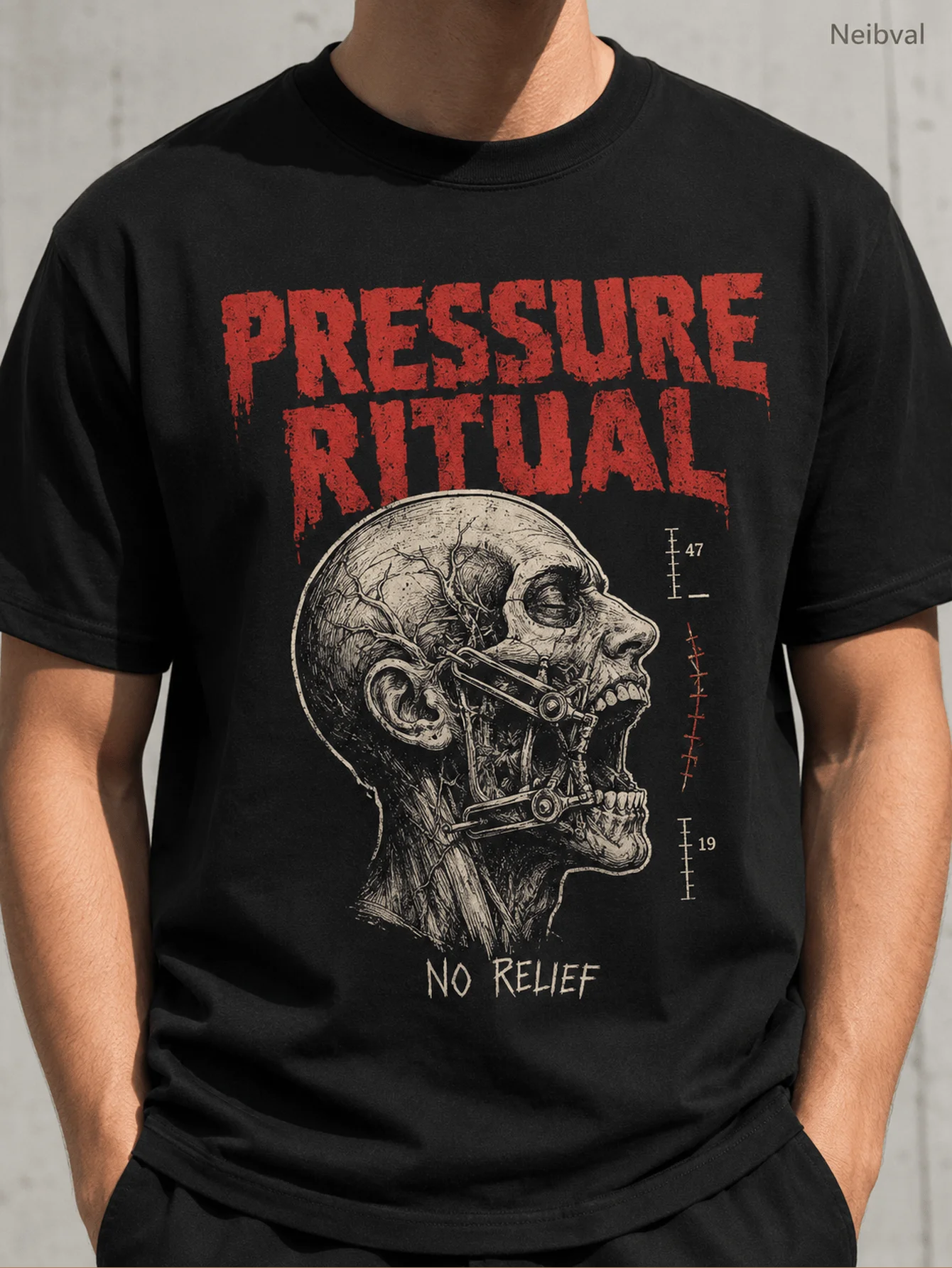 Men's T-Shirts, Concert Night, Portrait Skull and Medical Collage, Gothic Collage Art, All Season Fit, Pure Cotton, Black, Short Sleeve, Rock Music Festival