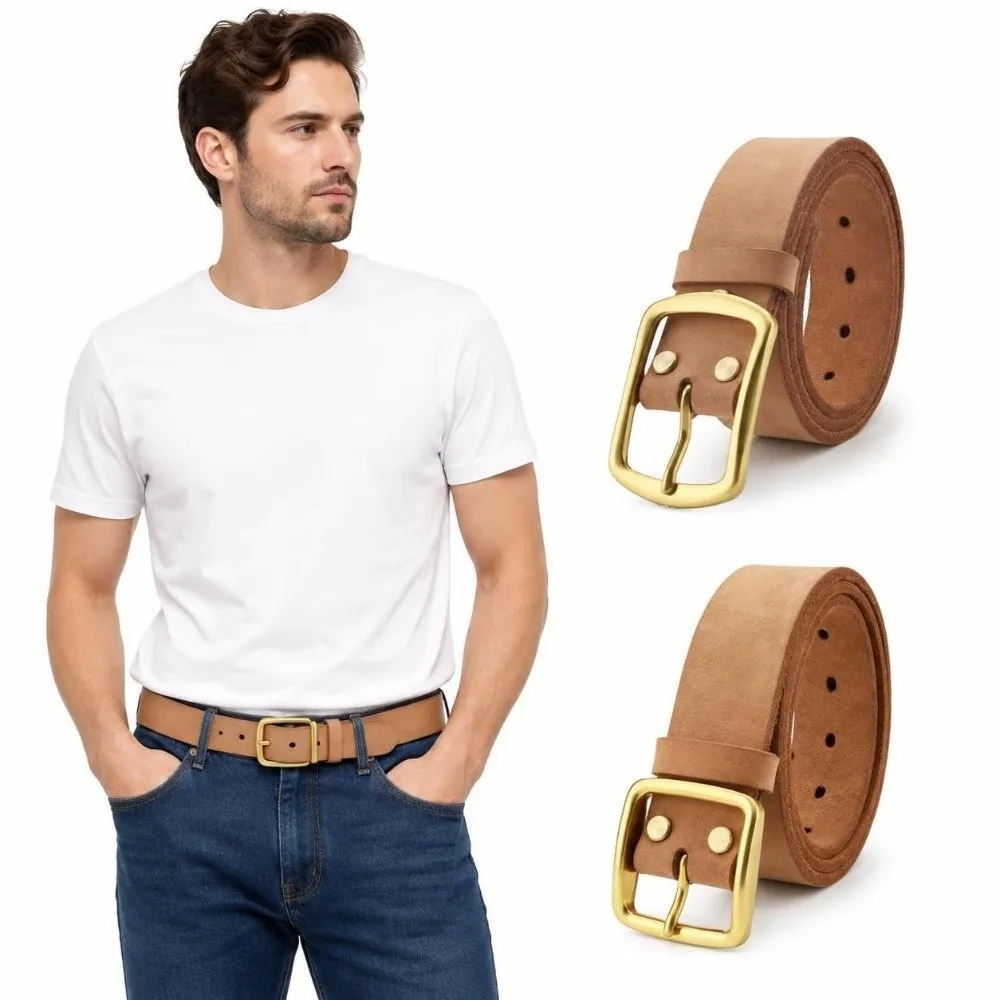 Durable Pure Cow Leather Genuine Leather Belt Vintage Retro Alloy Buckle Belt Pin Buckle Waist Strap Belt For Men