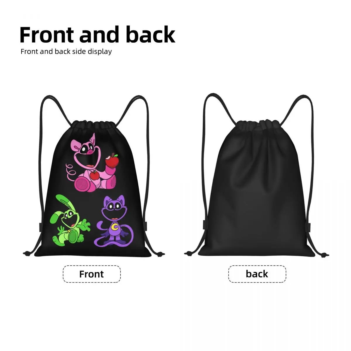 Custom Picky Piggy Render Smiling Big Mouth Critters Drawstring Bag Foldable Gym Sports Sackpack Scarry Animated Game Backpacks