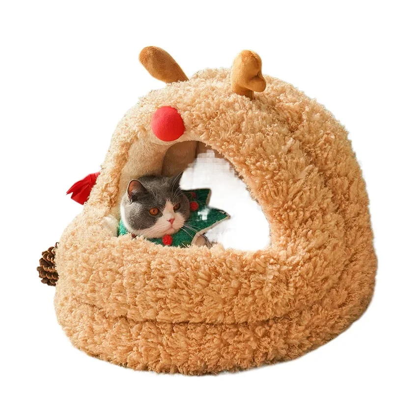 

Elk Christmas Dog Bed Suitable for Cats and Dogs Winter Warm Cat Mat Universal Four Seasons Dog Bed Medium